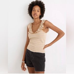 Madewell Belhaven Ruffle Sweater Tank in Stripe medium